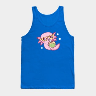 Cute Axolotl Chilling With Coconut Water Tank Top